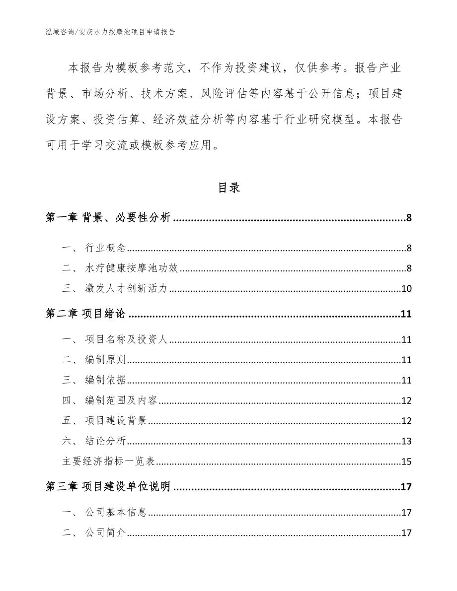 安庆水力按摩池项目申请报告_第2页