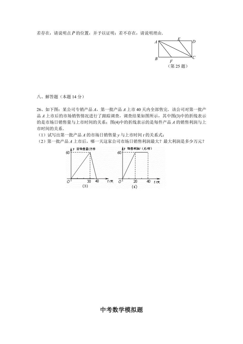 初中数学中考模拟题及答案(共12页)_第5页