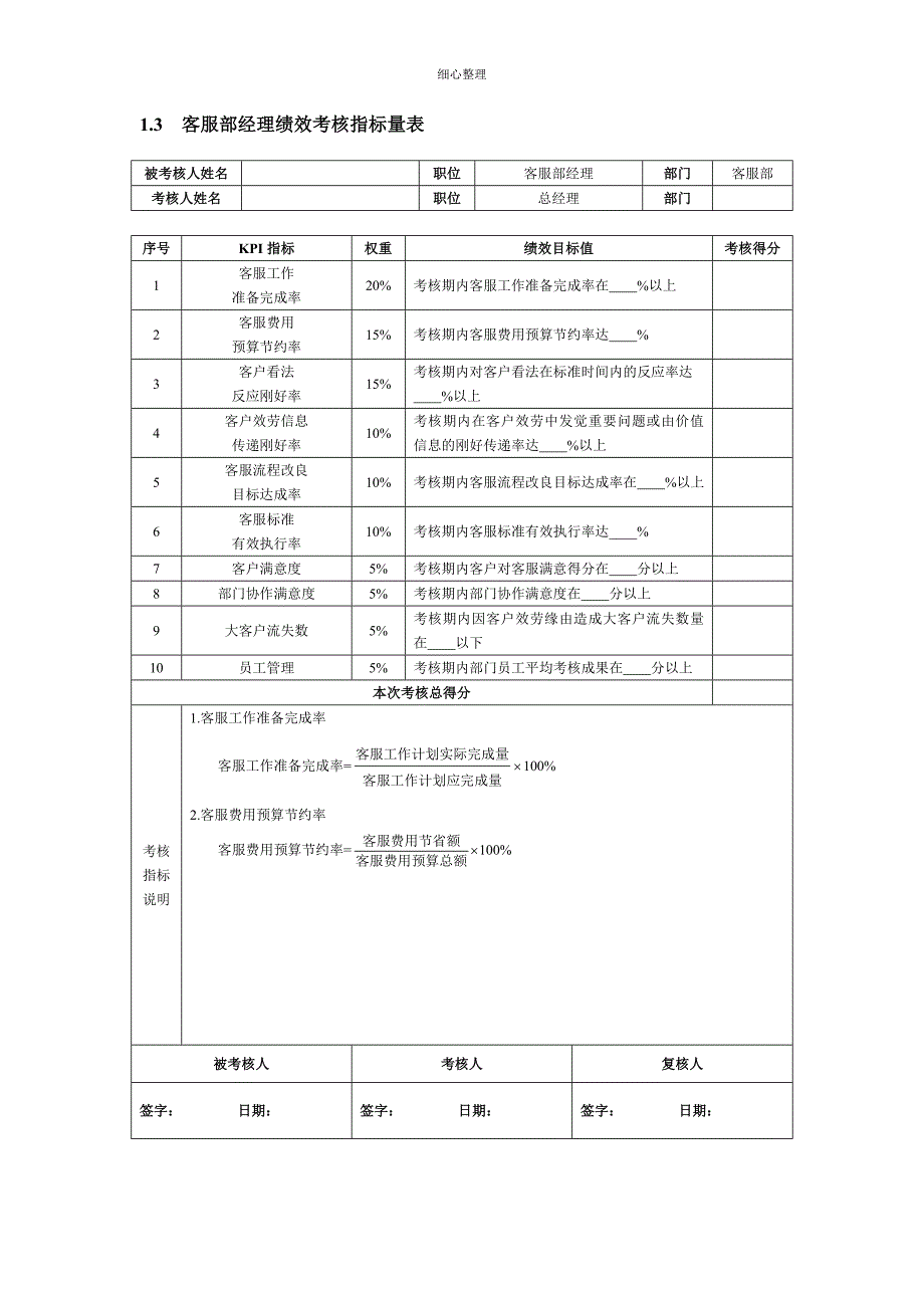 客户服务人员KPI绩效量化考核_第2页