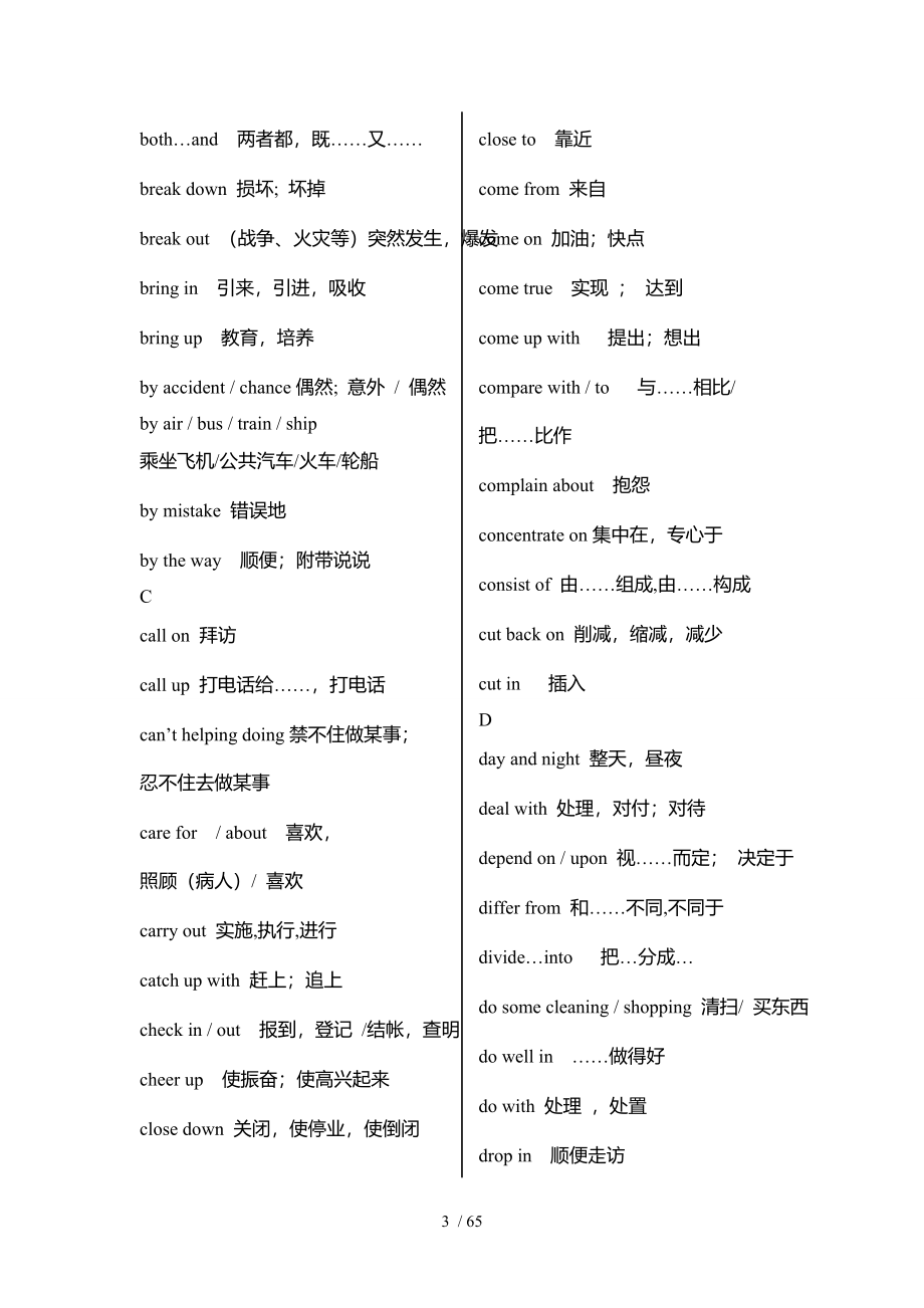 高中学业水平考试英语大纲短语和词汇表_第3页