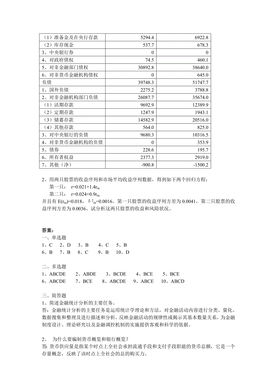 金融统计分析模拟试题_第3页