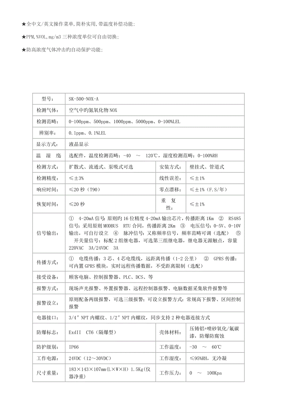 氮氧化物NOX检测仪重点技术参数_第2页