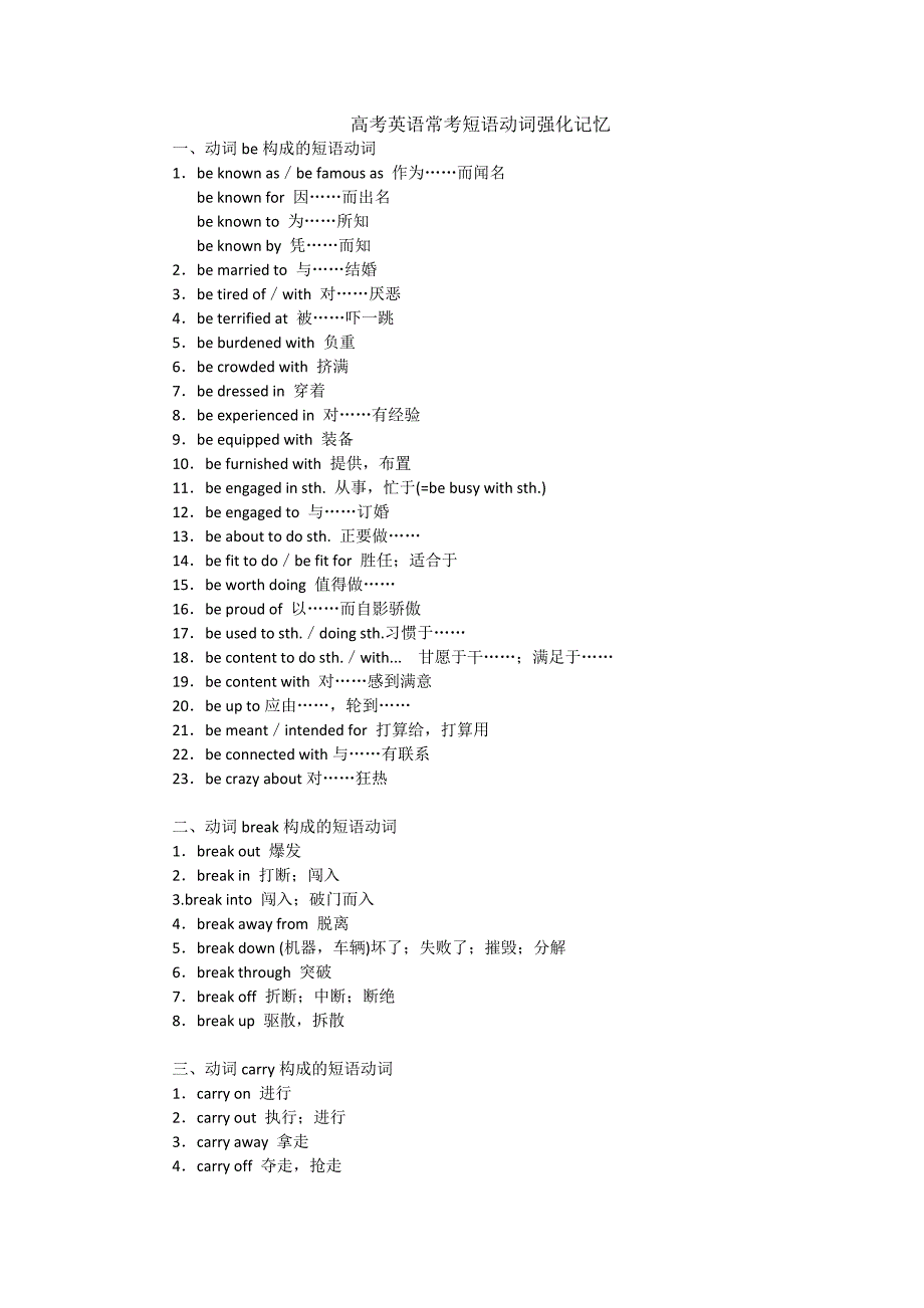 高考英语常考短语动词强化记忆_第1页