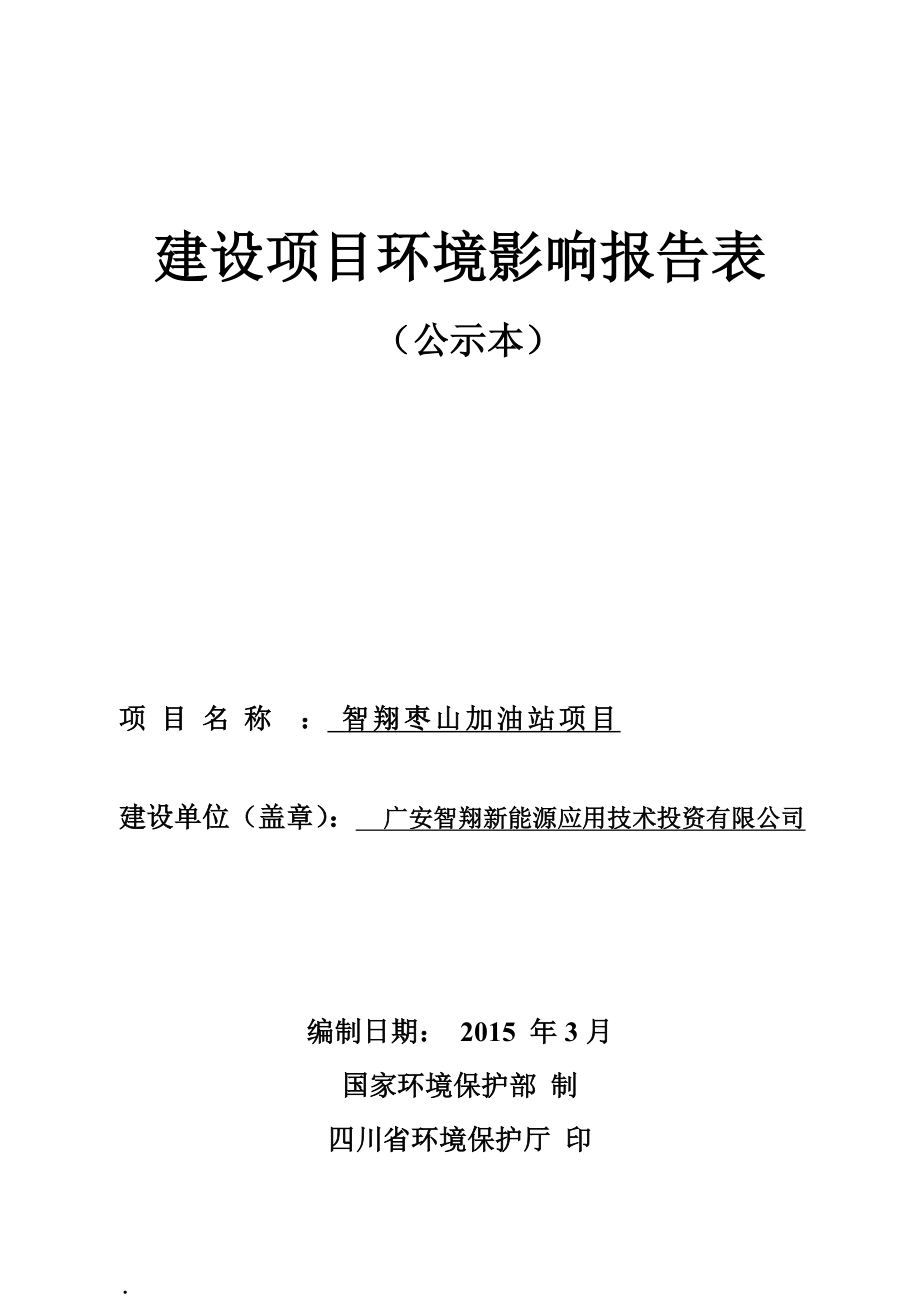 智翔枣山加油站建设项目环境影响分析报告表.doc_第1页