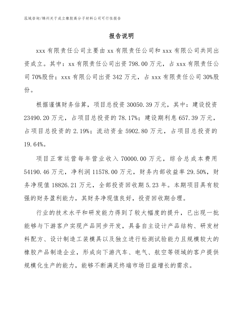 锦州关于成立橡胶高分子材料公司可行性报告（参考模板）_第2页