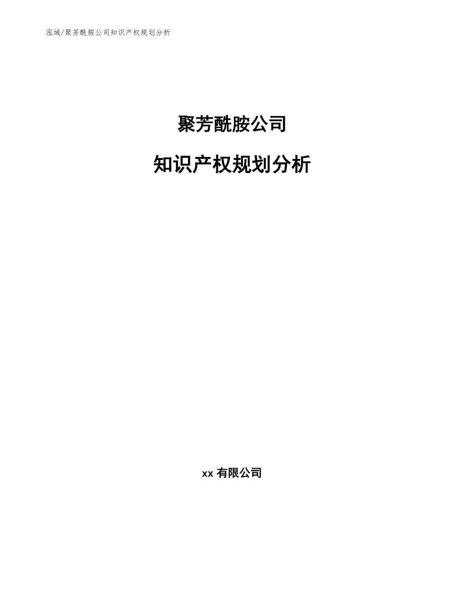 聚芳酰胺公司知识产权规划分析（参考）_第1页