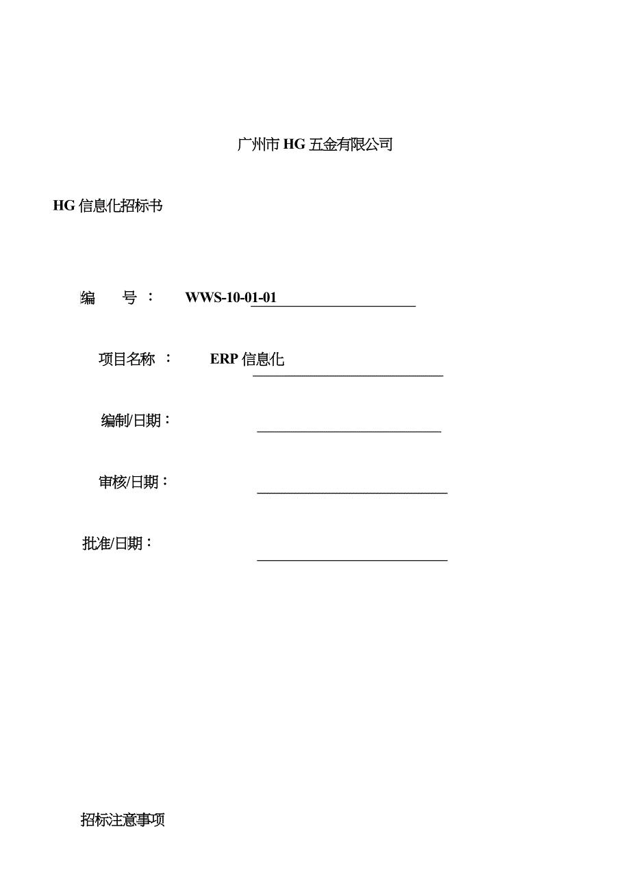 广州市某公司HG信息化招标书_第1页