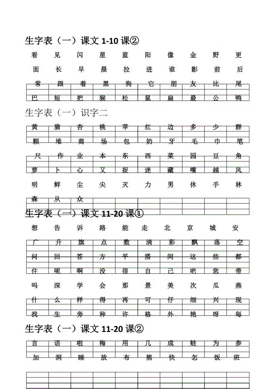 一年级语文上册生字表(一)(妈字我音)_第2页