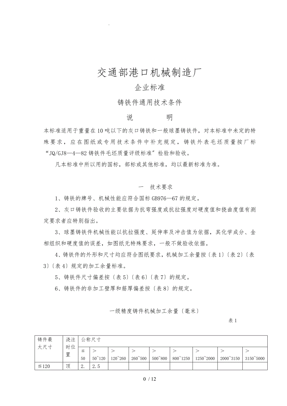 铸铁件通用技术条件_第1页