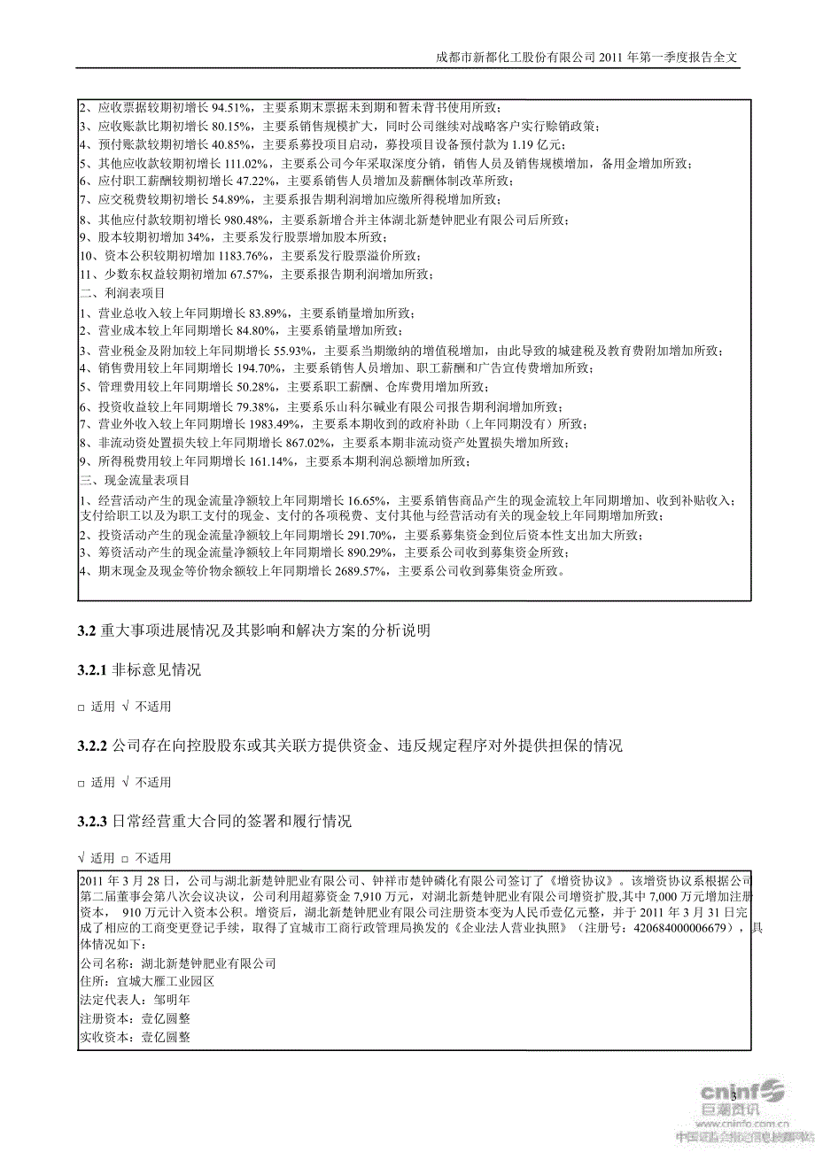 新都化工：第一季度报告全文_第3页