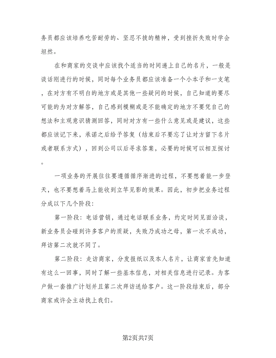 业务员个人工作计划标准模板（二篇）.doc_第2页