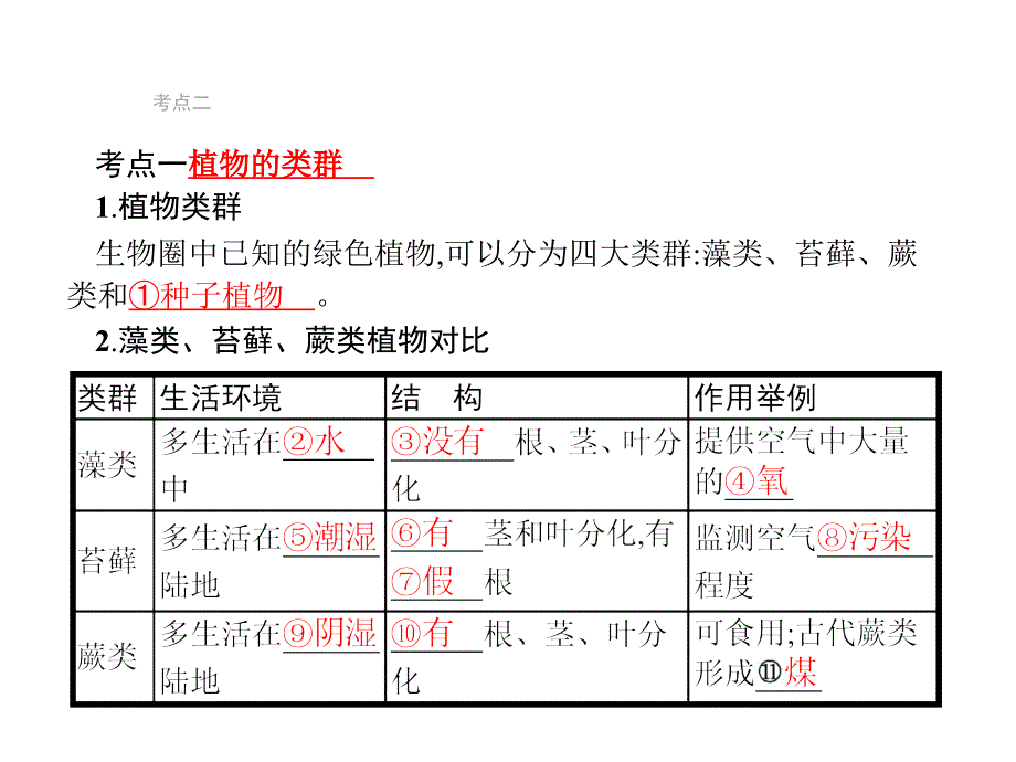 甘肃省2019年中考生物总复习讲义课件：第五讲　生物圈中有哪些绿色植物_第3页