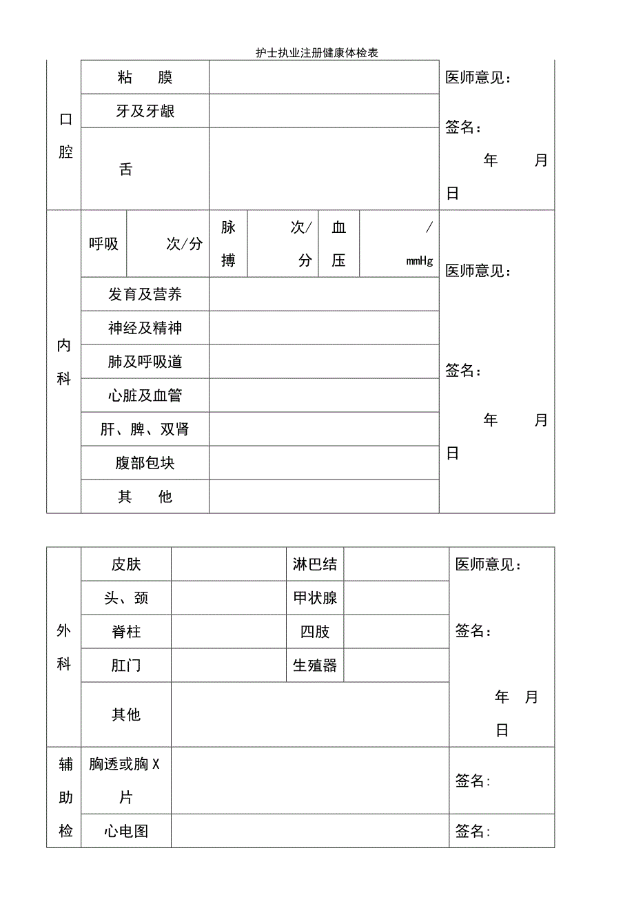 (2021年整理)护士执业注册健康体检表_第3页