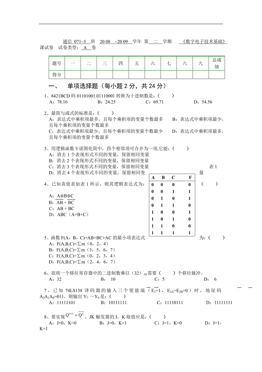 数电试题及答案_第1页