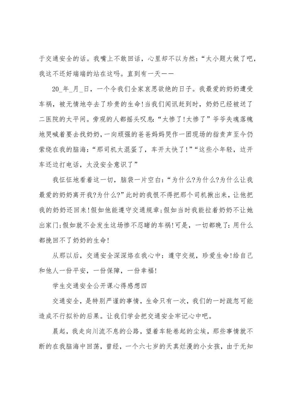 学生交通安全公开课心得感想.docx_第5页