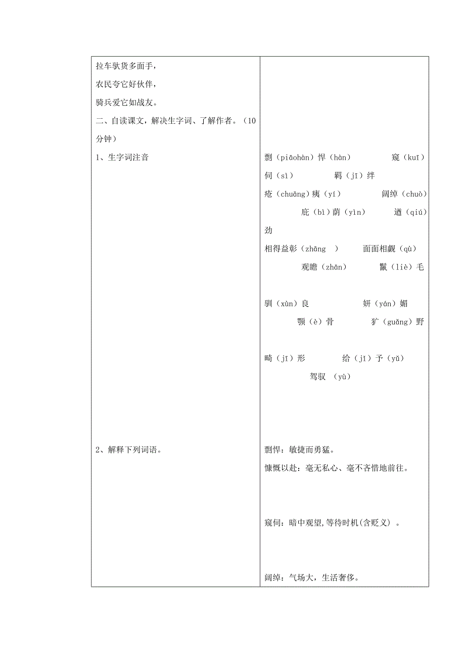 [最新]山东省七年级语文人教版下册教案：第29课马_第2页