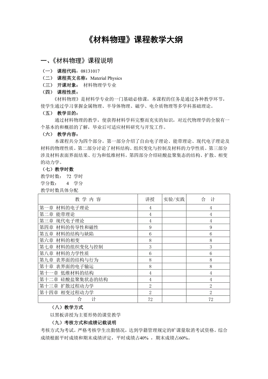 材料物理课程教学大纲_第1页