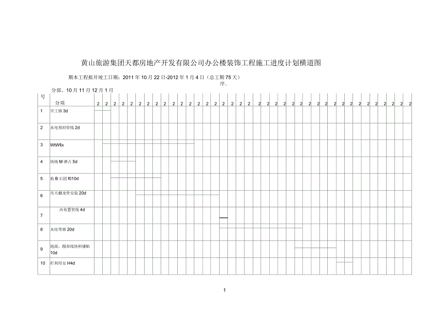 装饰工程施工进度计划横道图_第1页