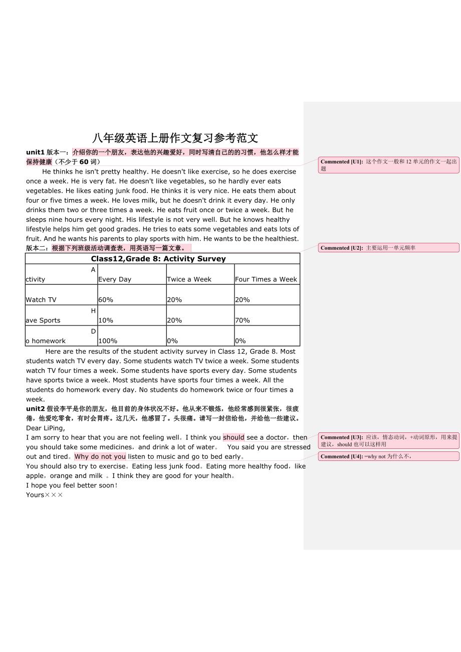 八年级上册英语作文范文_第1页