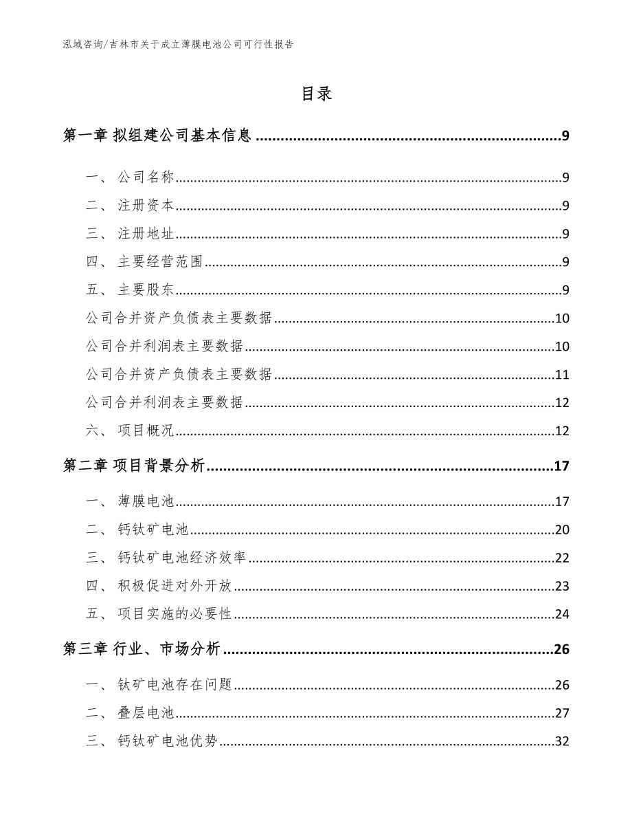 吉林市关于成立薄膜电池公司可行性报告_模板参考_第2页