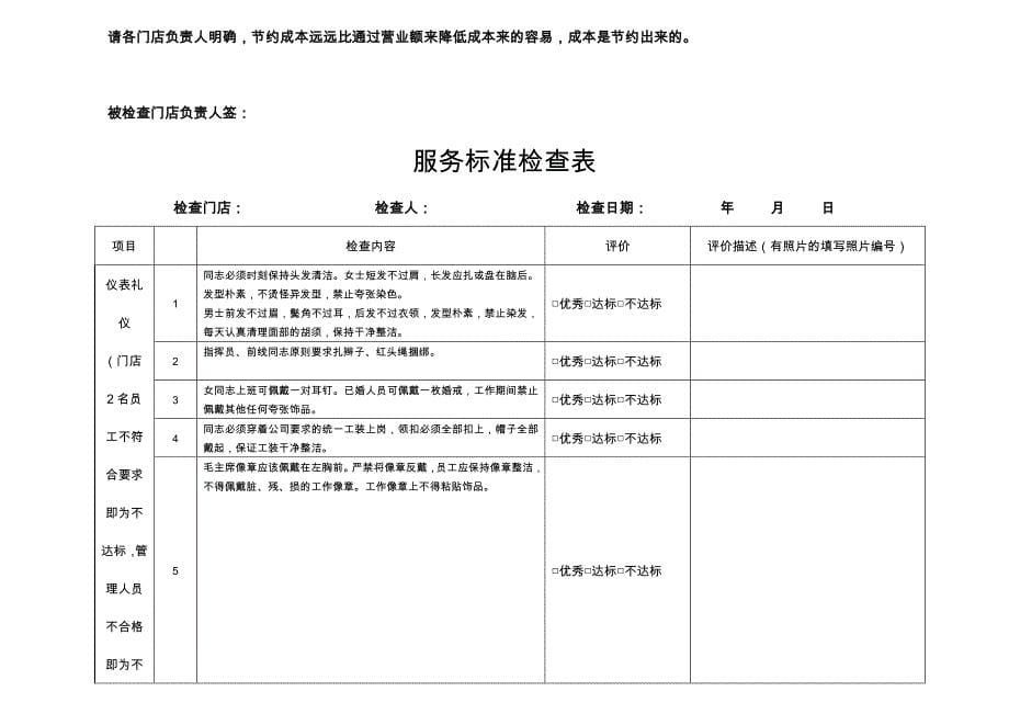 餐饮连锁企业门店巡店检查表_第5页