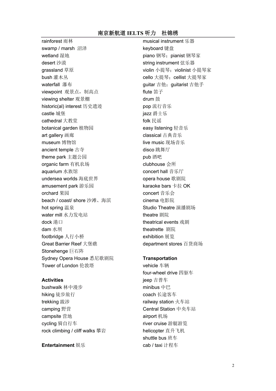 剑桥4-8IELTS听力场景词汇大全_第2页