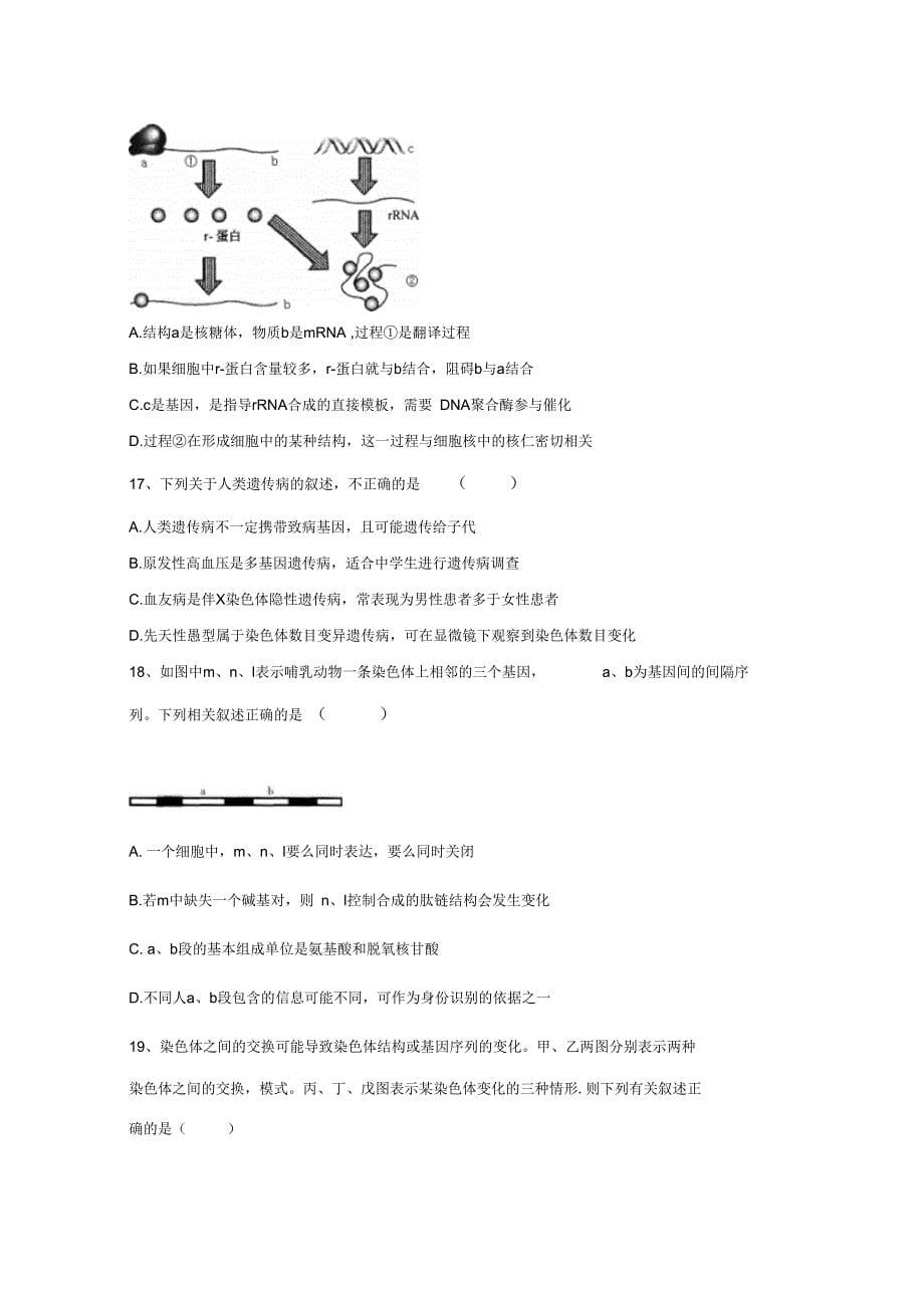 生物高三寒假作业概要_第5页