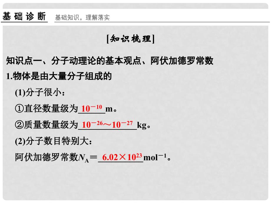 高考物理一轮复习 热学 基础课时1 分子动理论 内能课件（选修33）_第3页