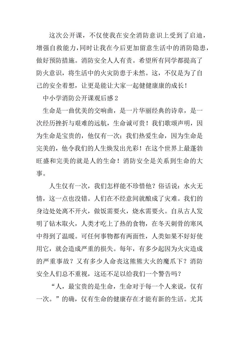 2023年中小学消防公开课观后感(10篇)_第2页