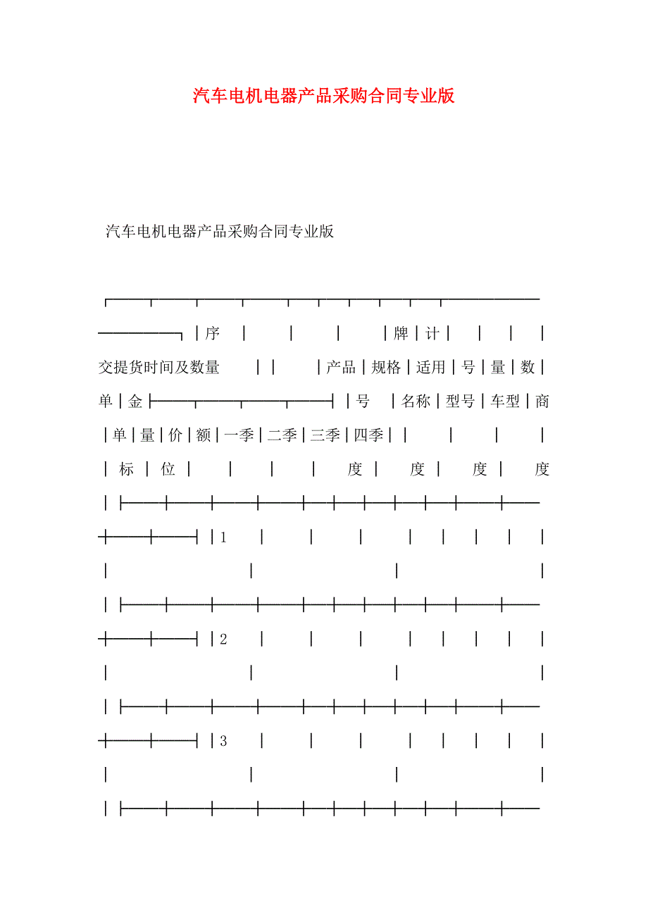 汽车电机电器产品采购合同专业版_第1页