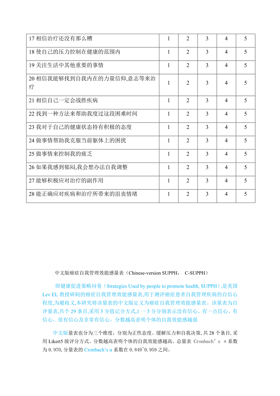 癌症患者自我管理效能问卷_第2页