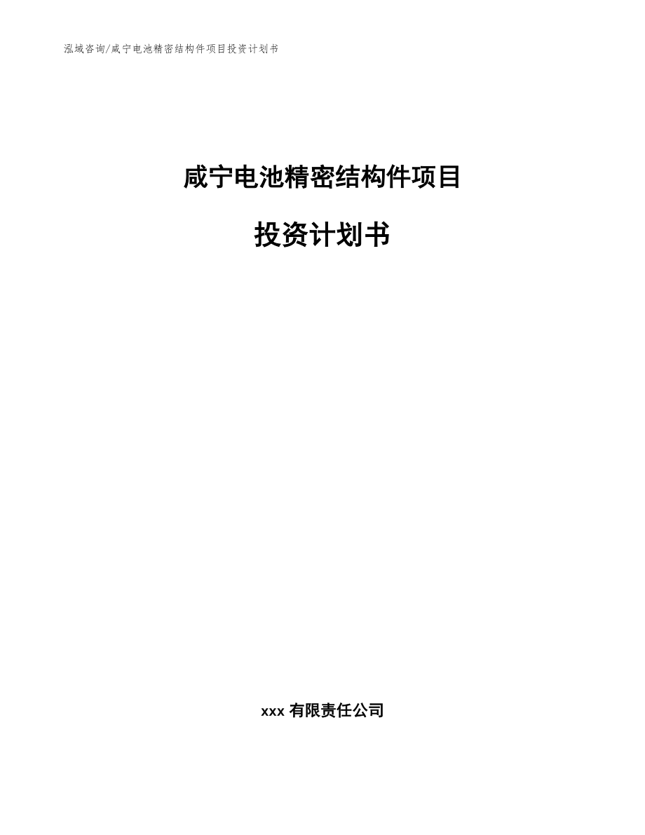 咸宁电池精密结构件项目投资计划书模板_第1页