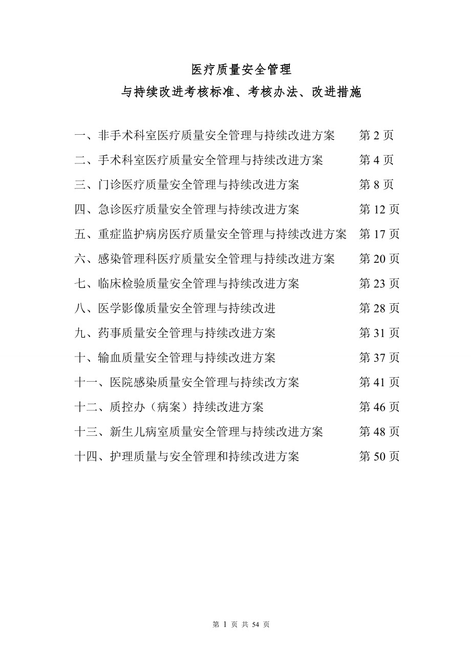 医疗质量安全管理与持续改进考核标准考核办法改进措施_第1页