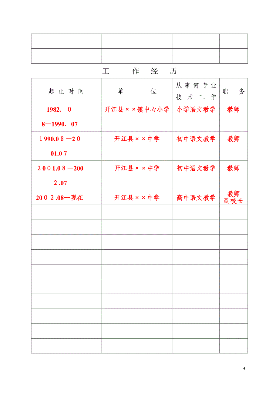 专业技术职务任职资格评审表》(样表)_第4页