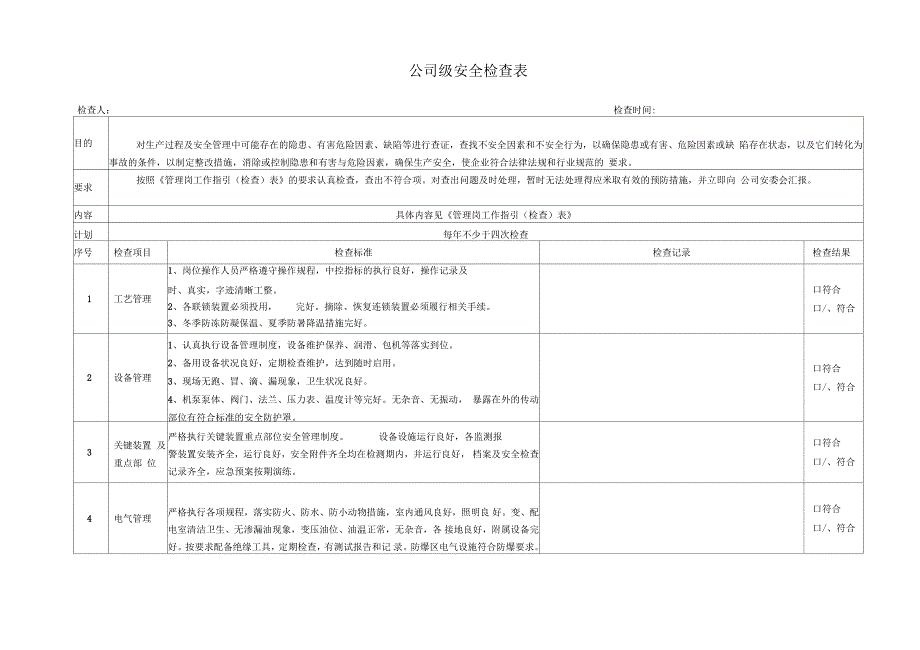 安全检查表(综合、专项、日常、节假日、季节)_第2页