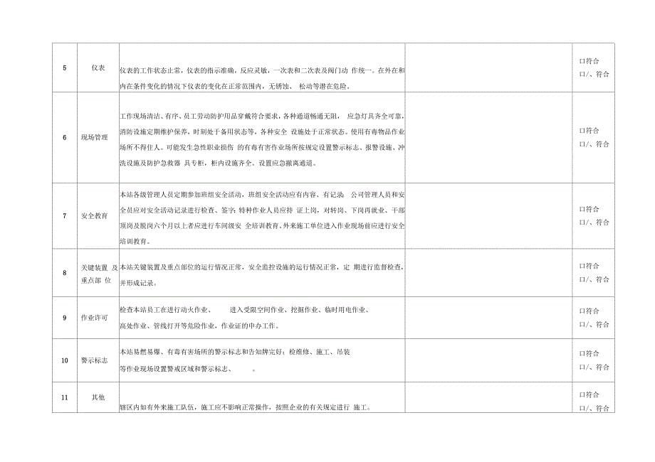 安全检查表(综合、专项、日常、节假日、季节)_第5页
