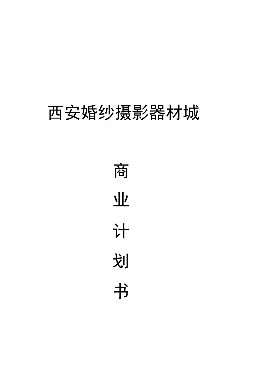 西安婚纱摄影器材城商业实施计划书_第1页