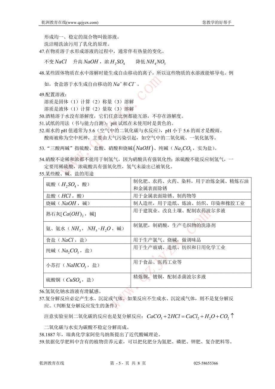 【备战09中考】(沪教版)专题4 化学沪教版知识精华.doc_第5页