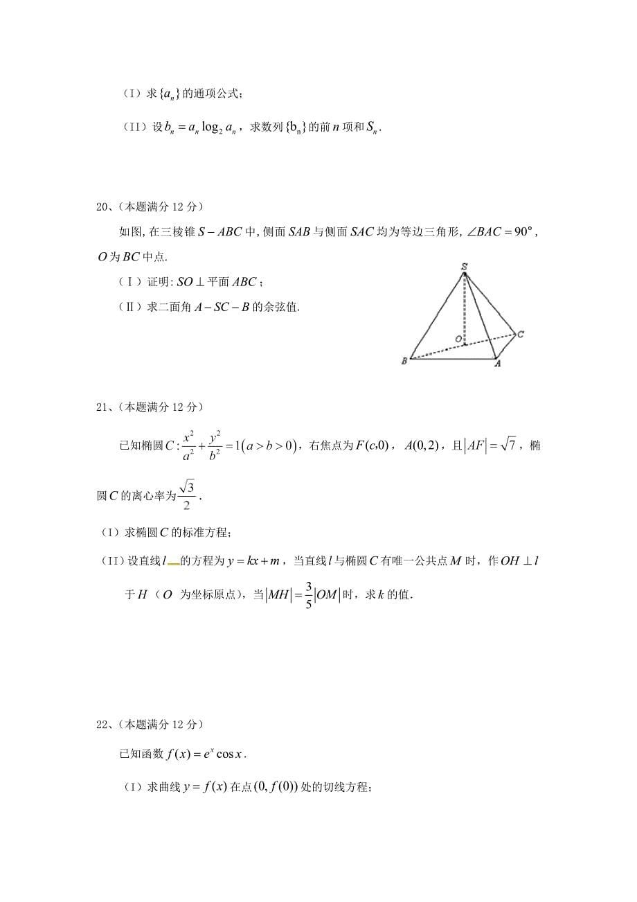 2019-2020学年高二数学上学期期末考试试题 理 (I).doc_第5页