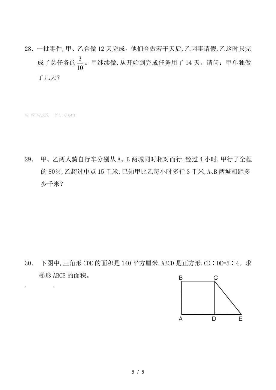 小学数学小升初总复习试卷.doc_第5页