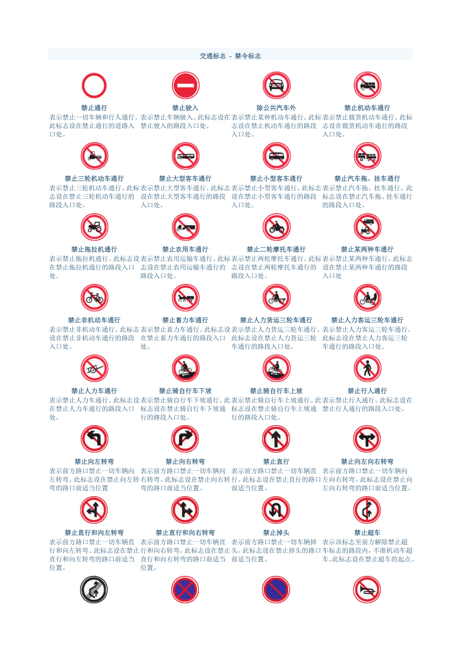生交通标志交通安全标识完整版A4_第3页