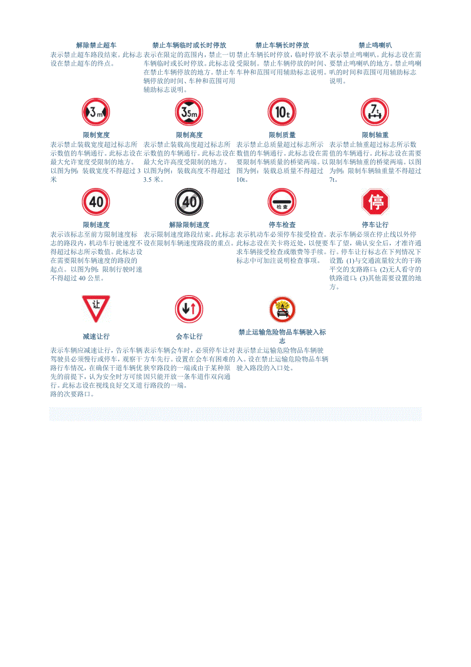 生交通标志交通安全标识完整版A4_第4页