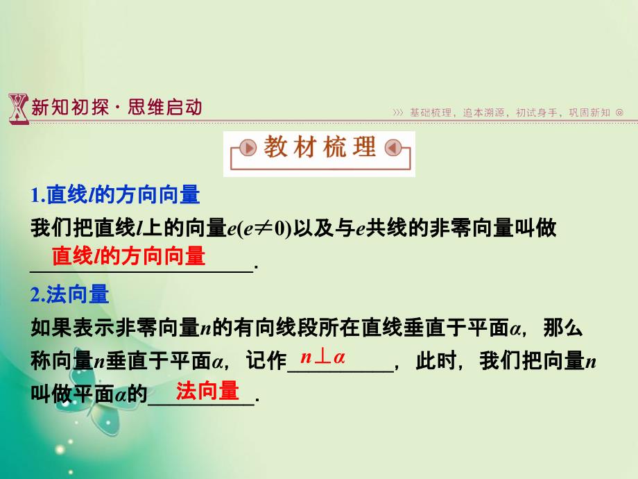 数学苏教版选修21课件第3章3.2.1直线的方向向量与平面的法向量_第3页