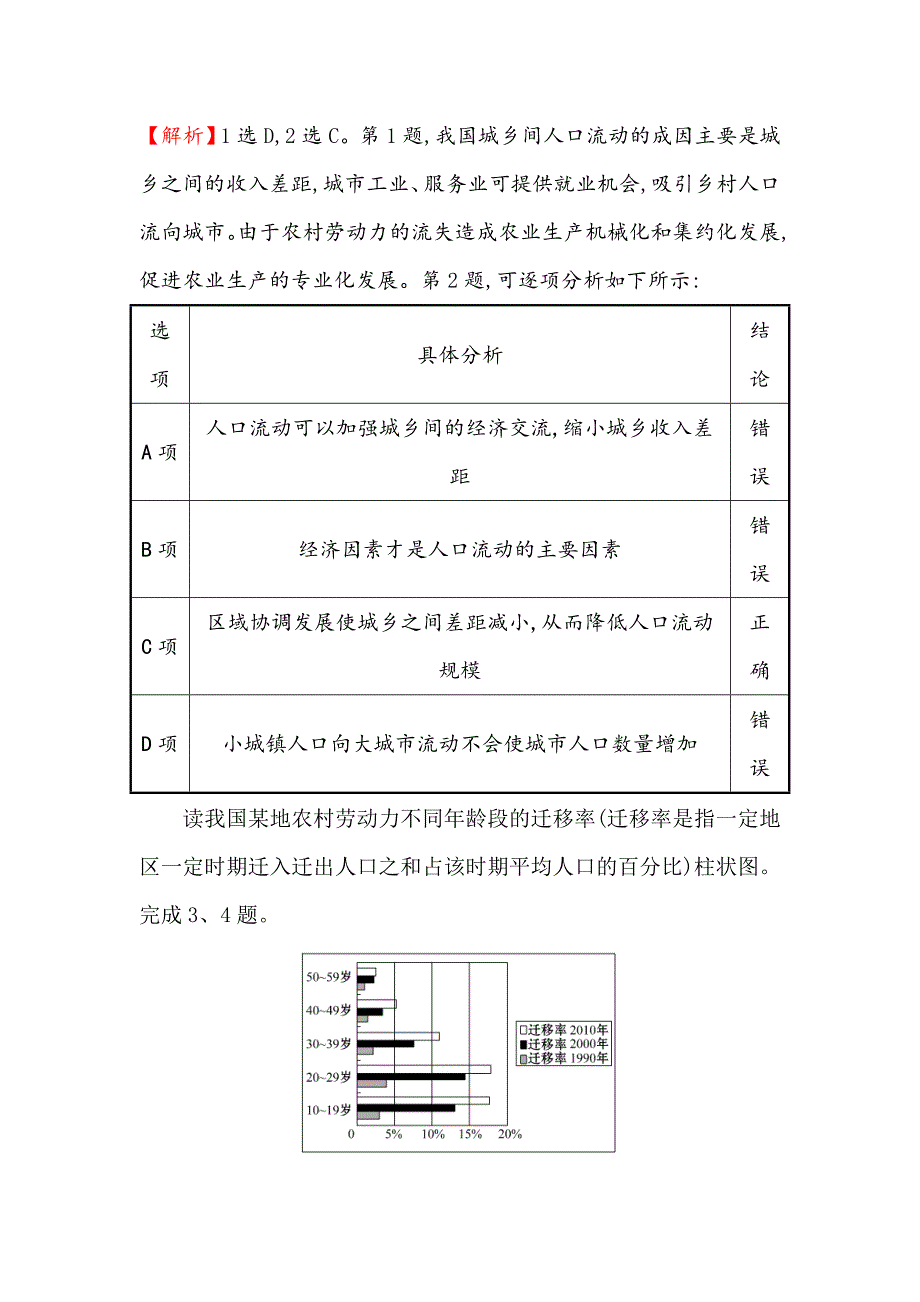 【世纪金榜】高考地理人教版一轮复习课时作业提升练： 十六 6.2人口的空间变化 Word版含解析_第2页