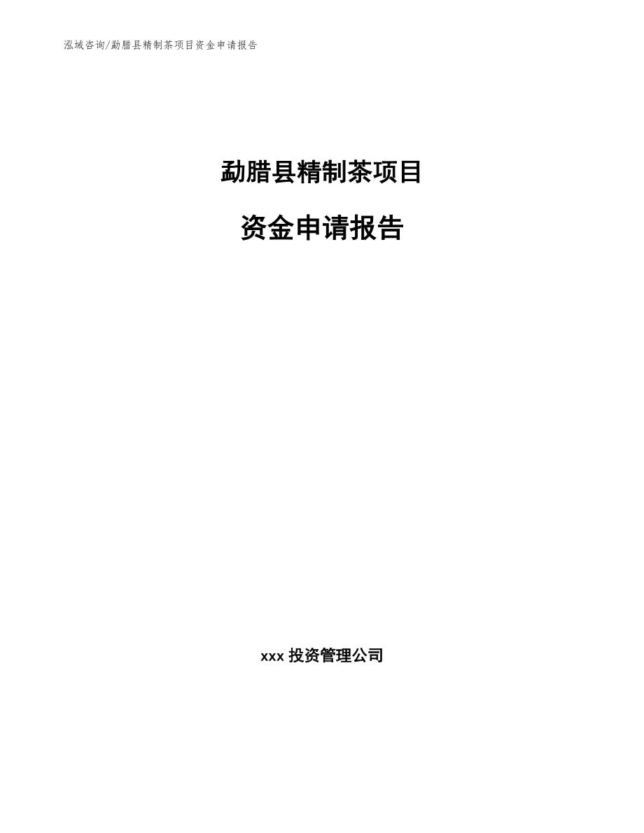 勐腊县精制茶项目资金申请报告_第1页