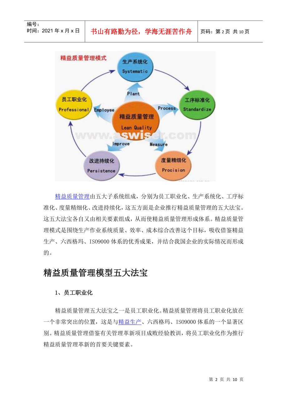 精益生产（准时化生产jit）精益质量管理模型概述_第2页