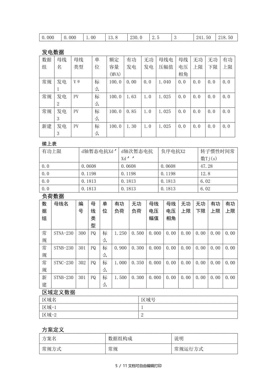 电力系统分析综合程序PSASP上机练习题_第5页