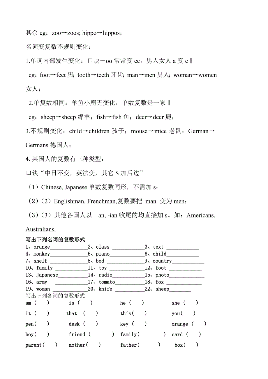 七年级英语上册-名词变复数练习题-人教新目标版_第2页