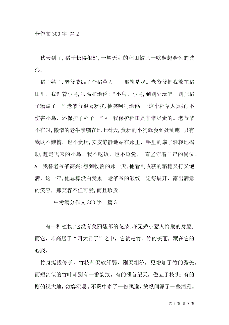 中考满分作文300字合集八篇_第2页