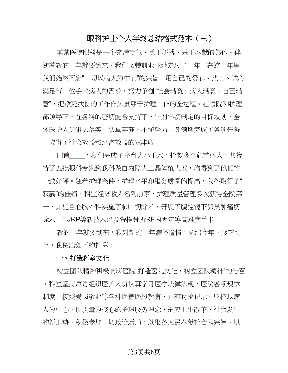 眼科护士个人年终总结格式范本（5篇）_第3页